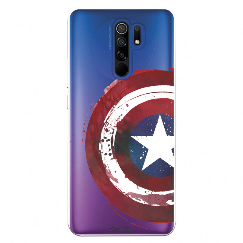 Funda para Xiaomi Redmi 9 Oficial de Marvel Capitán América Escudo Transparente - Marvel