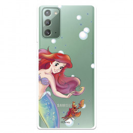 Funda para Samsung Galaxy Note 20 Oficial de Disney Ariel y Sebastián Burbujas - La Sirenita