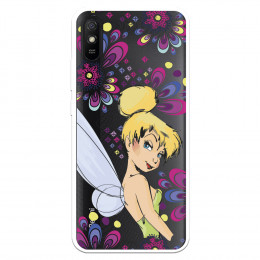 Funda para Xiaomi Redmi 9A Oficial de Disney Campanilla Flores - Peter Pan