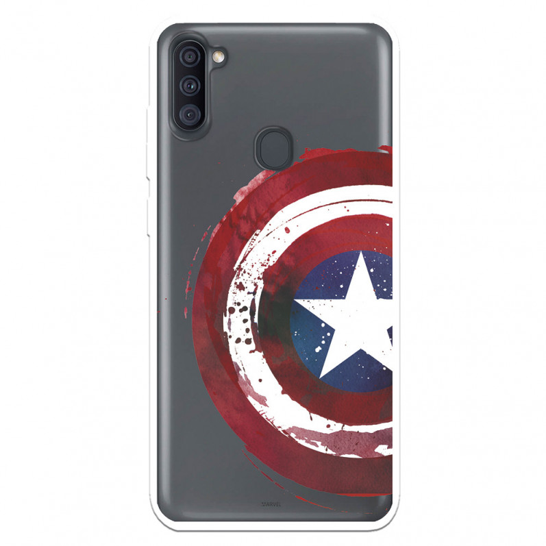 Funda para Samsung Galaxy A11 Oficial de Marvel Capitán América Escudo Transparente - Marvel