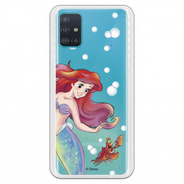 Funda para Samsung Galaxy A51 5G Oficial de Disney Ariel y Sebastián Burbujas - La Sirenita