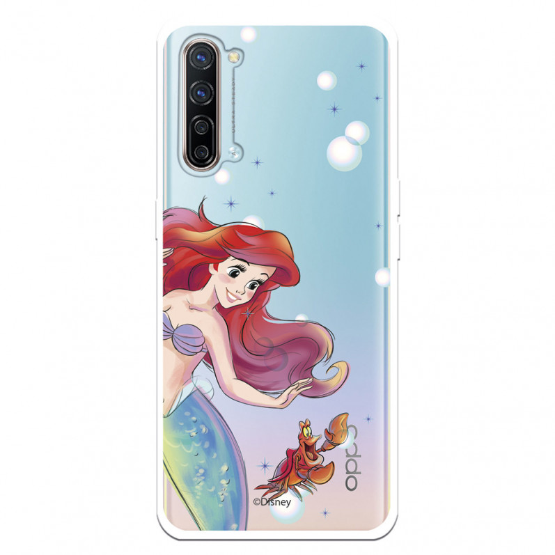 Funda para Oppo Find X2 Lite Oficial de Disney Ariel y Sebastián Burbujas - La Sirenita