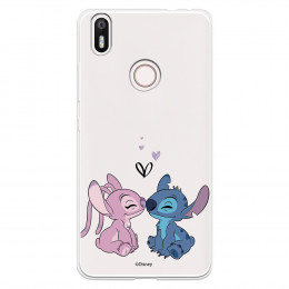 Funda para Bq Aquaris X Oficial de Disney Angel & Stitch Beso - Lilo & Stitch