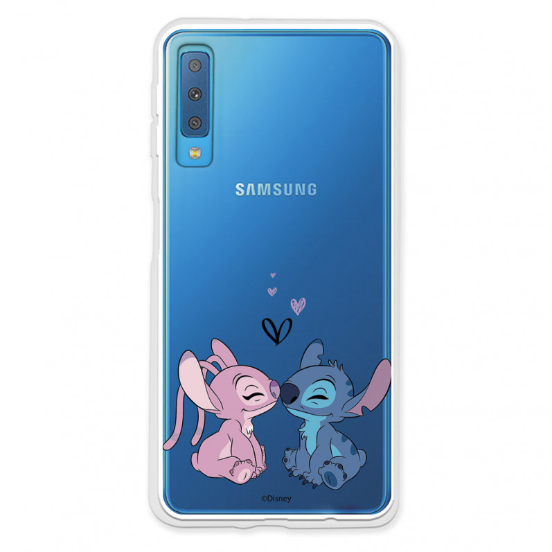 Funda para Samsung Galaxy A7 2018 Oficial de Disney Angel & Stitch Beso - Lilo & Stitch