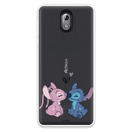 Funda para Nokia 3.1 Oficial de Disney Angel & Stitch Beso - Lilo & Stitch