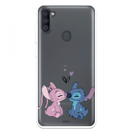 Funda para Samsung Galaxy A11 Oficial de Disney Angel & Stitch Beso - Lilo & Stitch