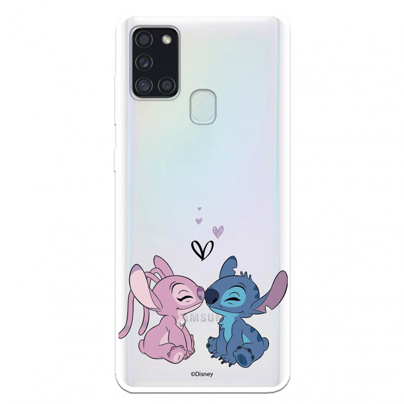 Funda para Samsung Galaxy A21S Oficial de Disney Angel & Stitch Beso - Lilo & Stitch