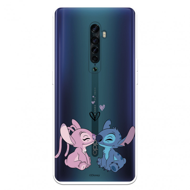 Funda para Oppo Reno 2 Oficial de Disney Angel & Stitch Beso - Lilo & Stitch