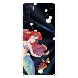 Funda para Oppo A91 Oficial de Disney Ariel y Sebastián Burbujas - La Sirenita