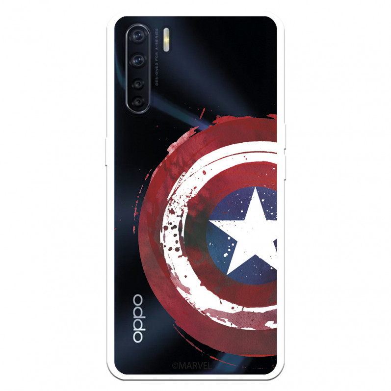 Funda para Oppo A91 Oficial de Marvel Capitán América Escudo Transparente - Marvel