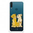 Funda para Alcatel 1S 2020 Oficial de Disney Simba y Nala Silueta - El Rey León