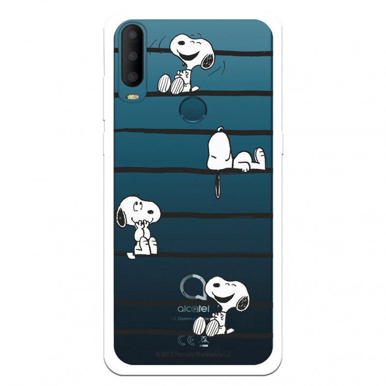 Funda para Alcatel 1S 2020 Oficial de Peanuts Snoopy rayas - Snoopy