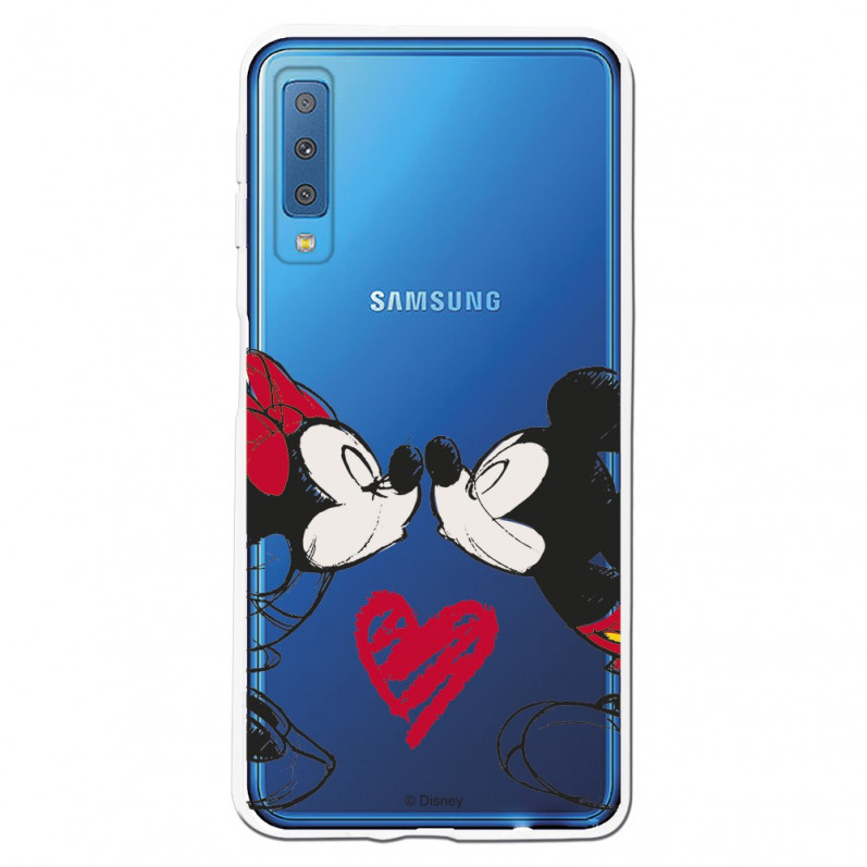 Carcasa Oficial Mikey Y Minnie Beso Clear para Samsung Galaxy A7 2018- La Casa de las Carcasas