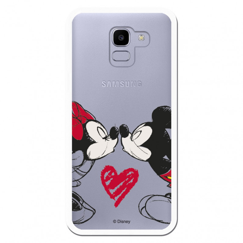 Carcasa Oficial Mikey Y Minnie Beso Clear para Samsung Galaxy J6 2018- La Casa de las Carcasas