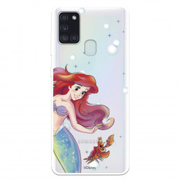 Funda para Samsung Galaxy A21S Oficial de Disney Ariel y Sebastián Burbujas - La Sirenita