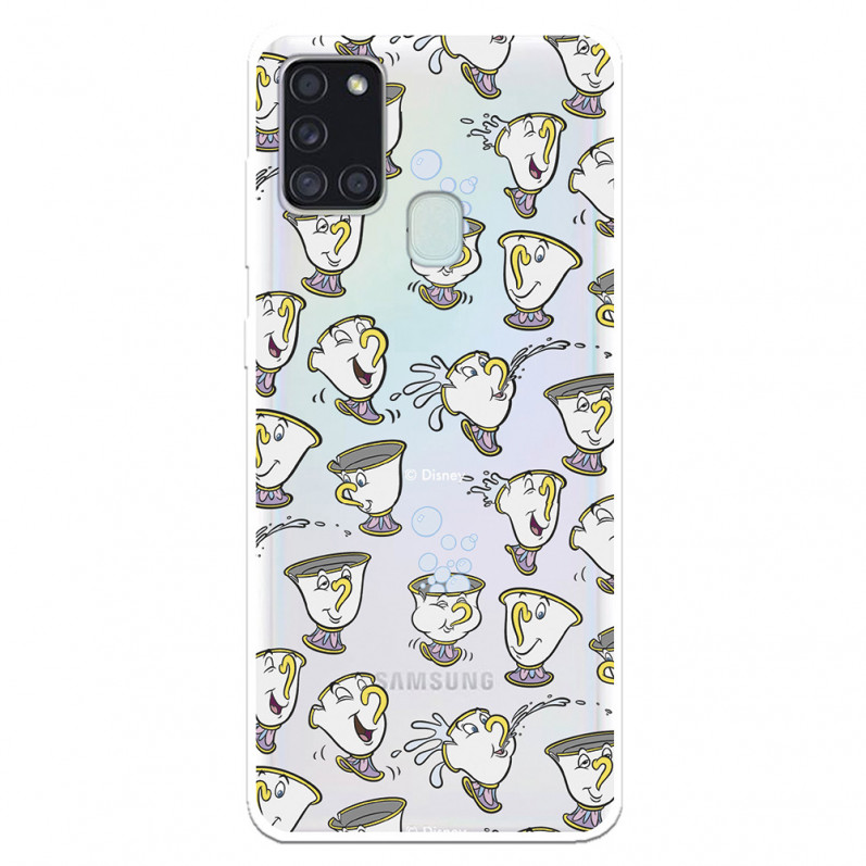 Funda para Samsung Galaxy A21S Oficial de Disney Chip Potts Siluetas - La Bella y la Bestia