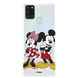 Funda para Samsung Galaxy A21S Oficial de Disney Mickey y Minnie Posando - Clásicos Disney