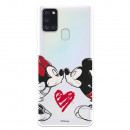 Funda para Samsung Galaxy A21S Oficial de Disney Mickey y Minnie Beso - Clásicos Disney