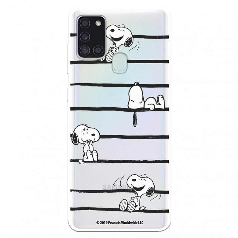 Funda para Samsung Galaxy A21S Oficial de Peanuts Snoopy rayas - Snoopy