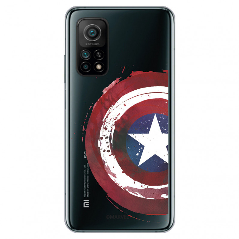 Funda para Xiaomi Mi 10T Oficial de Marvel Capitán América Escudo Transparente - Marvel