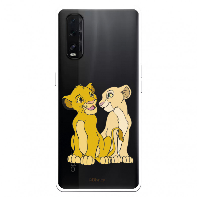 Funda para Oppo Find X2 Oficial de Disney Simba y Nala Silueta - El Rey León