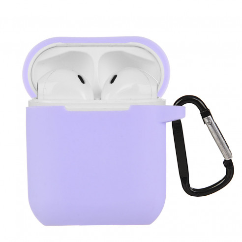 Hülle für Bluetooth-Kopfhörer aus weichem lila Silikon, kompatibel mit Airpods