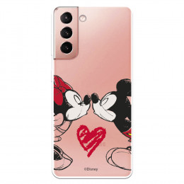 Funda para Samsung Galaxy S21 Oficial de Disney Mickey y Minnie Beso - Clásicos Disney