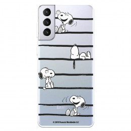 Funda para Samsung Galaxy S21 Plus Oficial de Peanuts Snoopy rayas - Snoopy