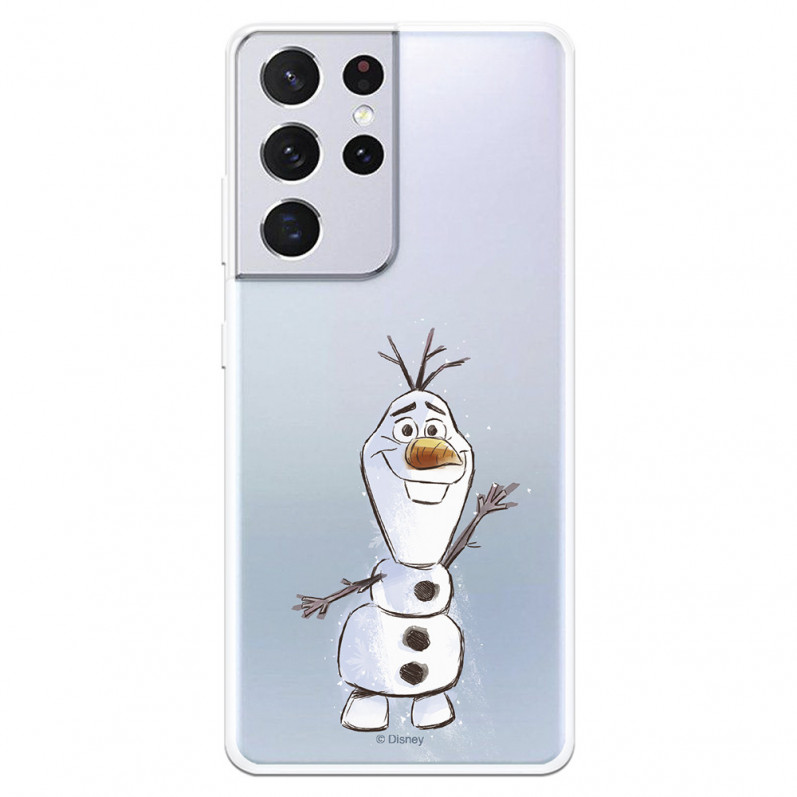 Funda para Samsung Galaxy S21 Ultra Oficial de Disney Olaf Transparente - Frozen