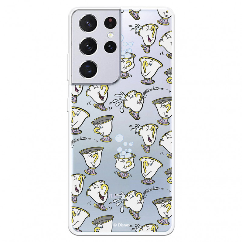 Funda para Samsung Galaxy S21 Ultra Oficial de Disney Chip Potts Siluetas - La Bella y la Bestia