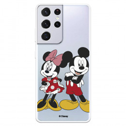 Funda para Samsung Galaxy S21 Ultra Oficial de Disney Mickey y Minnie Posando - Clásicos Disney