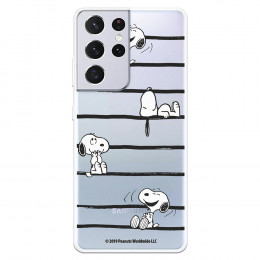 Funda para Samsung Galaxy S21 Ultra Oficial de Peanuts Snoopy rayas - Snoopy