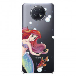 Funda para Xiaomi Redmi Note 9T Oficial de Disney Ariel y Sebastián Burbujas - La Sirenita
