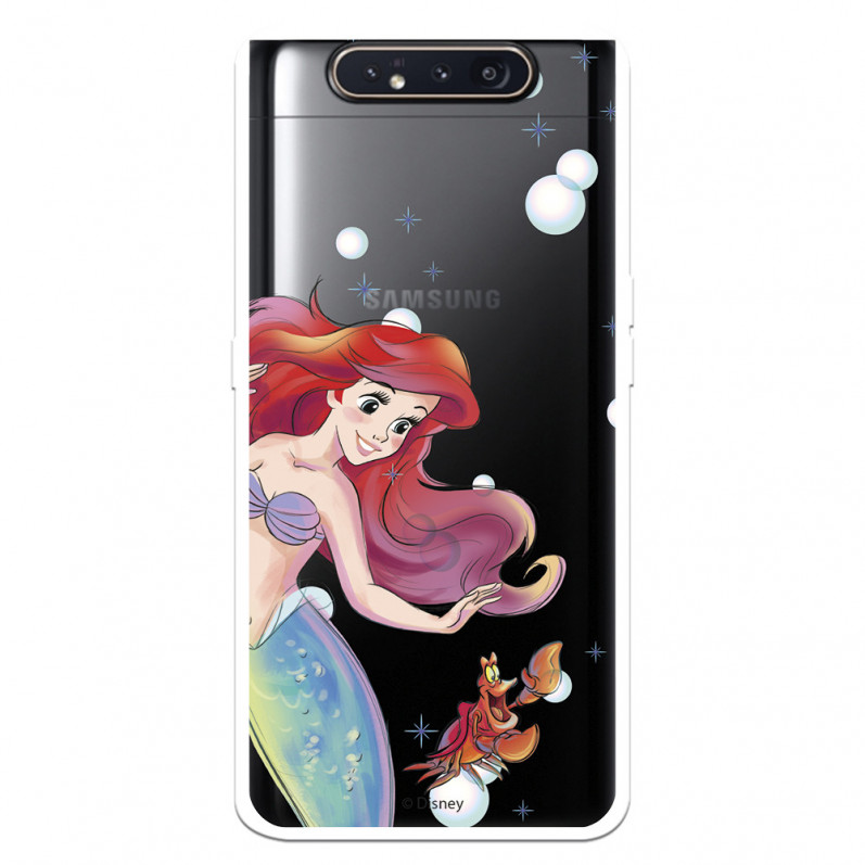 Funda para Samsung Galaxy A80 Oficial de Disney Ariel y Sebastián Burbujas - La Sirenita