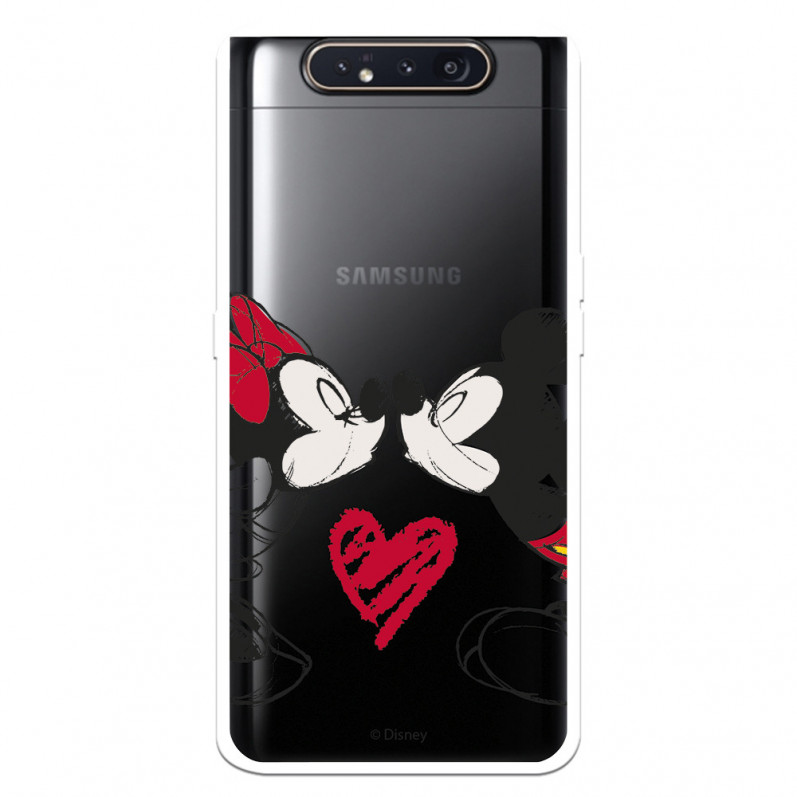 Funda para Samsung Galaxy A80 Oficial de Disney Mickey y Minnie Beso - Clásicos Disney