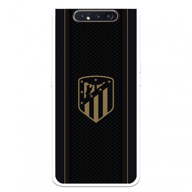 Atlético de Madrid Hülle für Samsung Galaxy A80 Gold Crest Schwarzer Hintergrund – Offiziell lizensiert von Atlético de Madrid