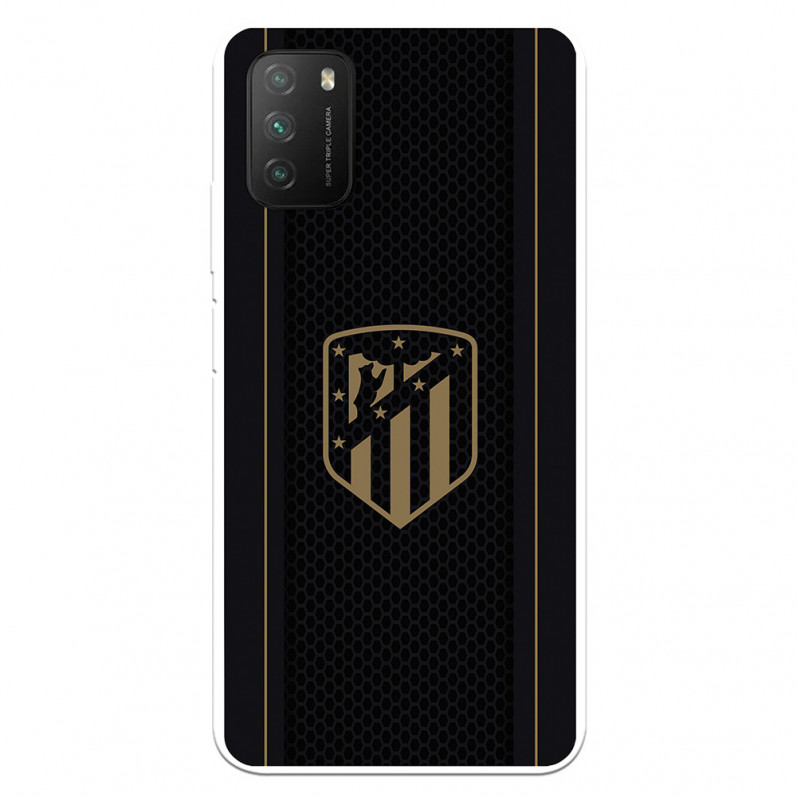 Atlético de Madrid Xiaomi Poco M3 Gehäuse Gold Crest Schwarzer Hintergrund - Offizielle Lizenz von Atlético de Madrid