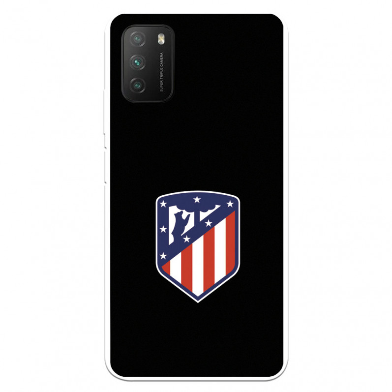 Hülle für Xiaomi Poco M3 Atlético de Madrid Wappen Schwarzer Hintergrund - Atlético de Madrid Offizielle Lizenz