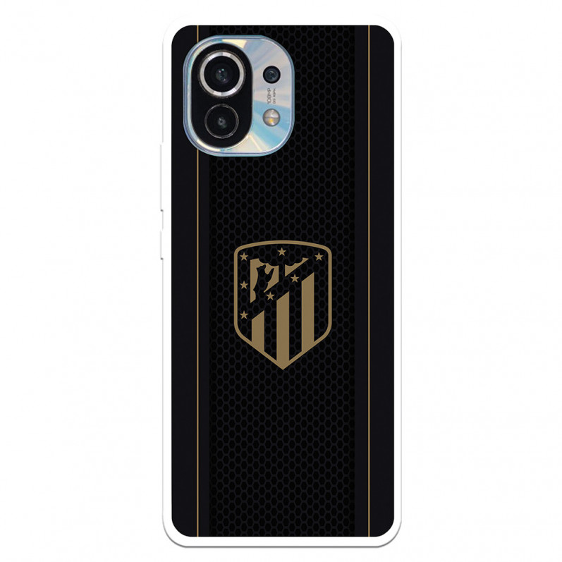 Atlético de Madrid Hülle für Xiaomi Mi 11 Gold Crest Schwarzer Hintergrund - Atlético de Madrid Offizielle Lizenz