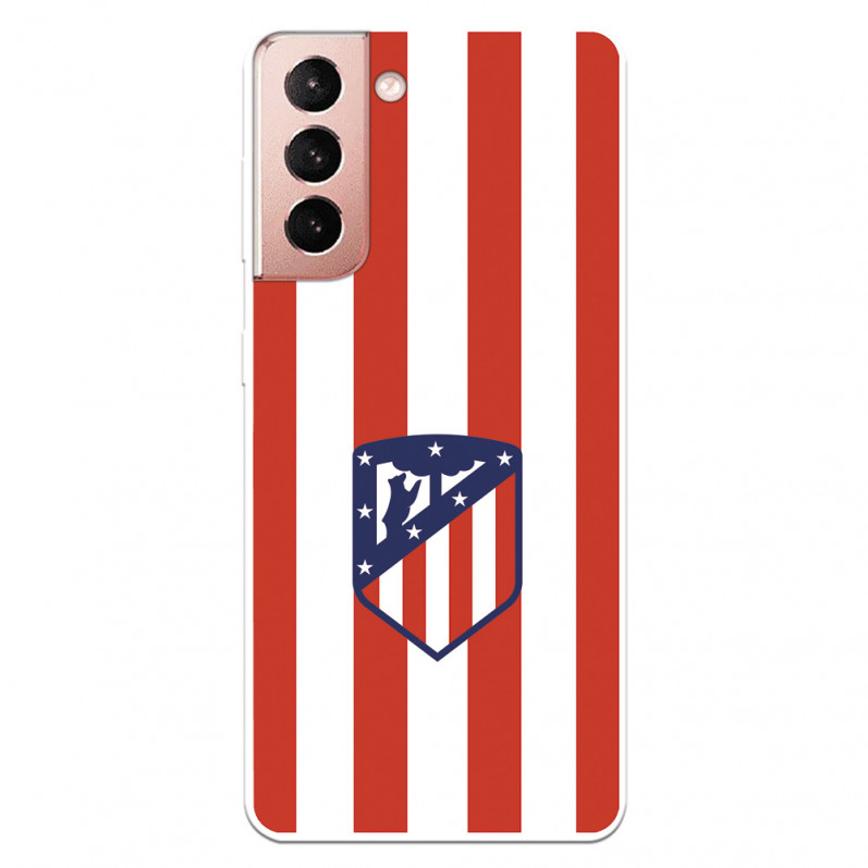 Atlético de Madrid Red and White Crest Samsung Galaxy S21 Hülle – Offizielle Lizenz von Atlético de Madrid