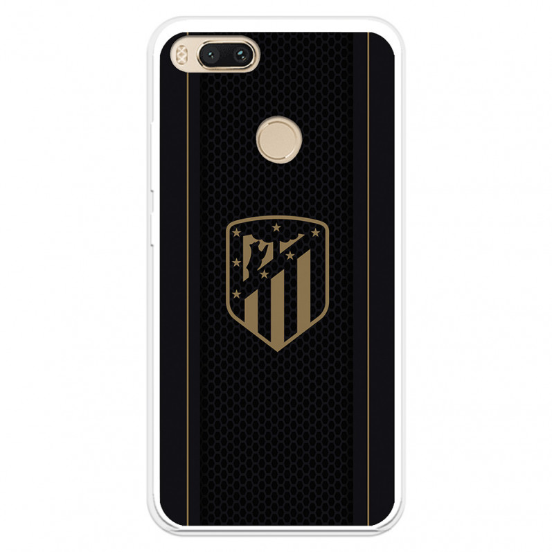 Atlético de Madrid Hülle für Xiaomi Mi 5X Gold Crest Schwarzer Hintergrund – Atlético de Madrid Offizielle Lizenz