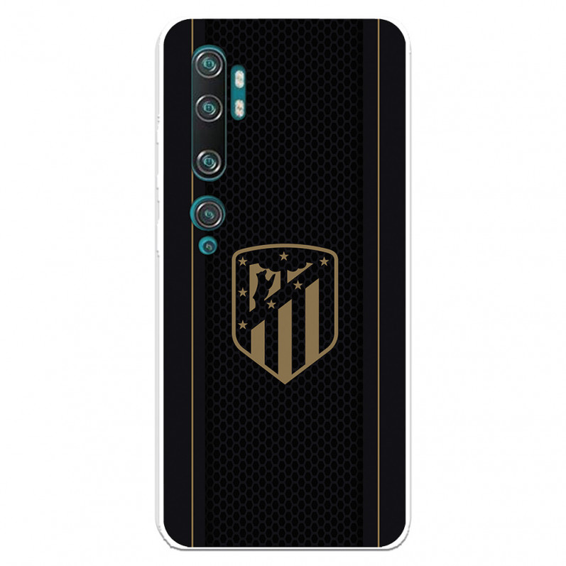 Atlético de Madrid Hülle für Xiaomi Mi Note 10 Pro Gold Crest Schwarzer Hintergrund – Atlético de Madrid Offizielle Lizenz