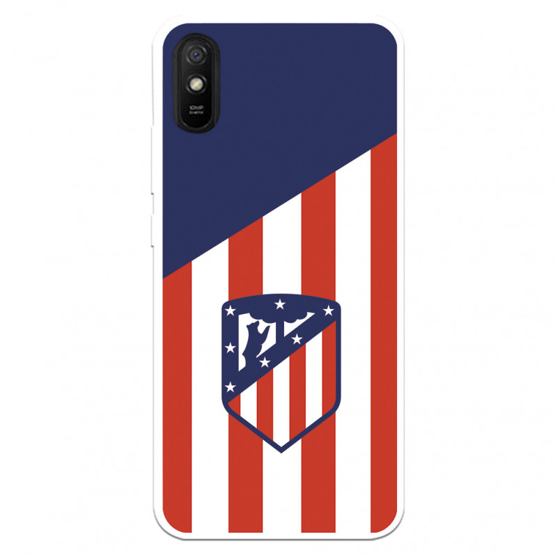 Atlético de Madrid Hülle für Xiaomi Redmi 9AT Atlético de Madrid Wappen Hintergrund – Atlético de Madrid Offizielle Lizenz