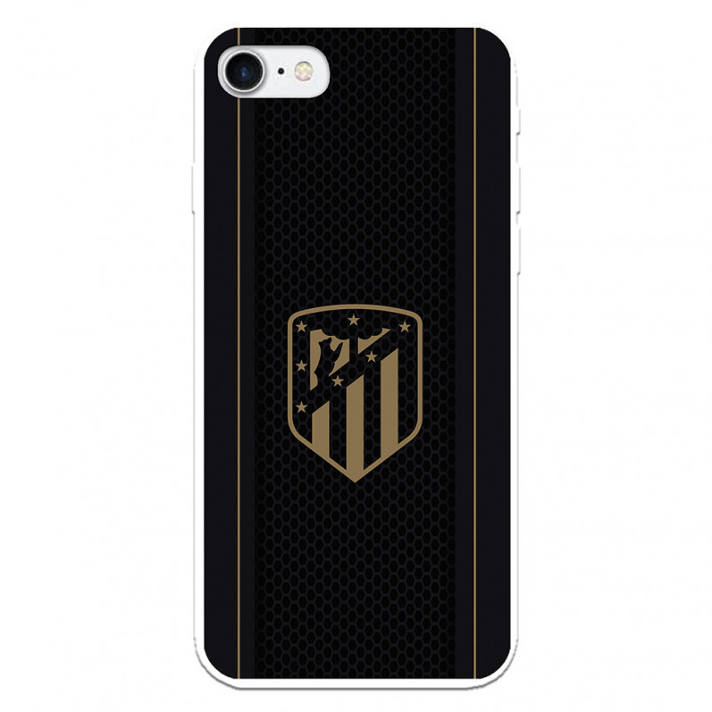 Atlético de Madrid iPhone 8 -Hülle, goldenes Wappen, schwarzer Hintergrund – offizielle Lizenz von Atlético de Madrid