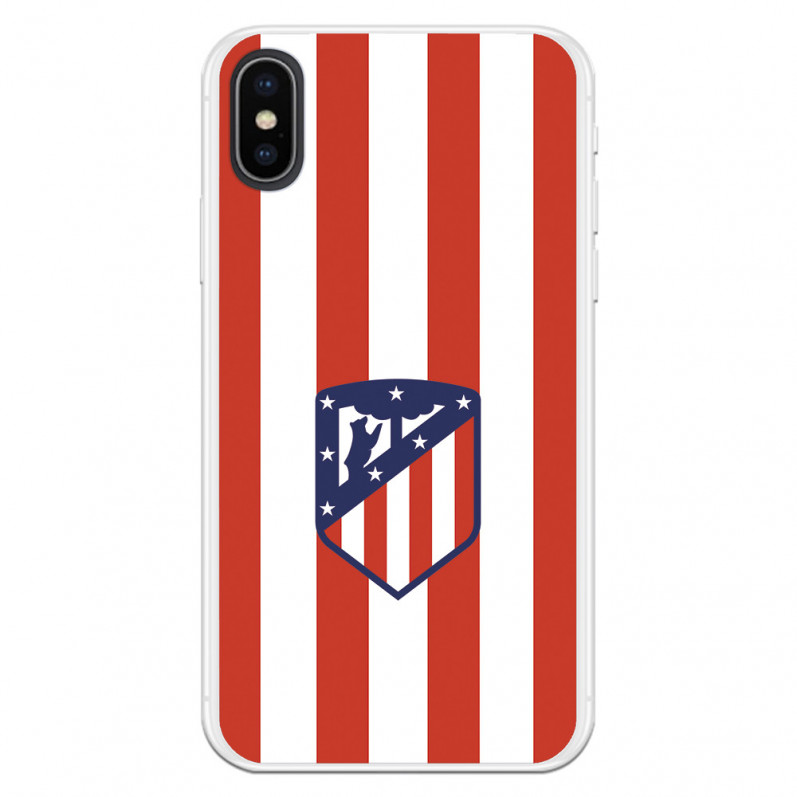 Atlético de Madrid iPhone XS Hülle mit rotem und weißem Wappen – Offizielle Lizenz von Atlético de Madrid