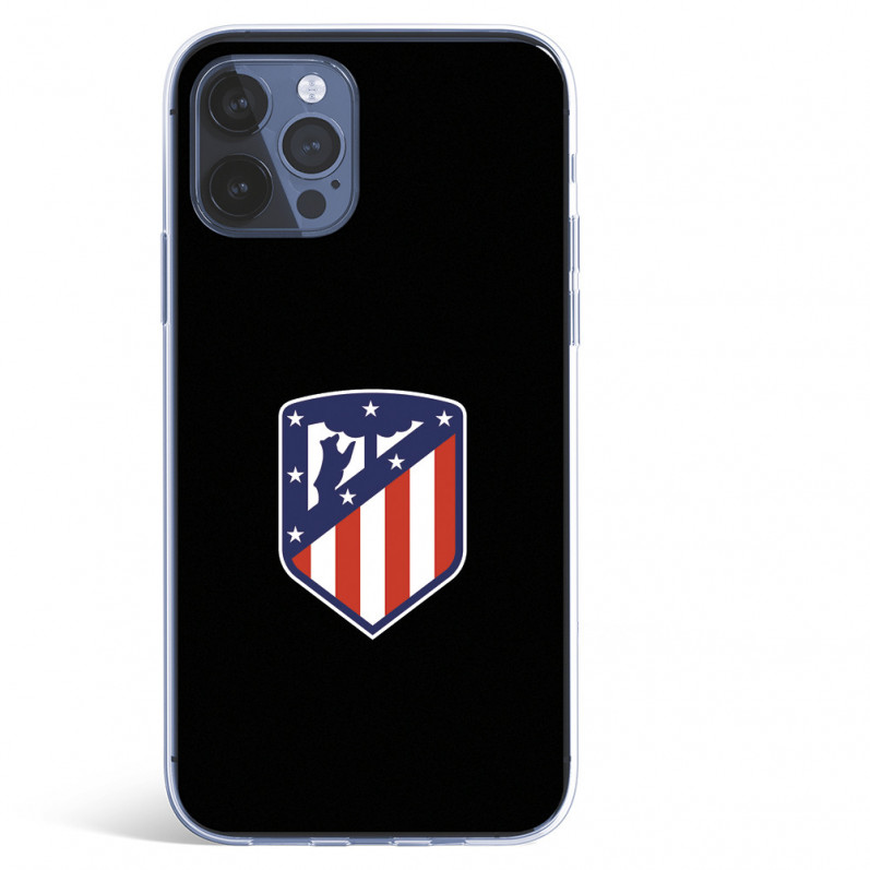 Atlético de Madrid Wappen Schwarzer Hintergrund iPhone 12 Pro Hülle – Atlético de Madrid Offizielle Lizenz