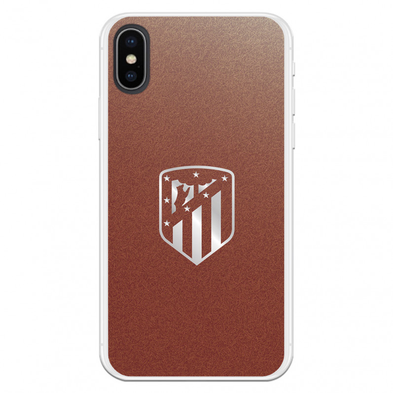 Atlético de Madrid iPhone X Hülle Silberner Wappenhintergrund – Atlético de Madrid Offizielle Lizenz