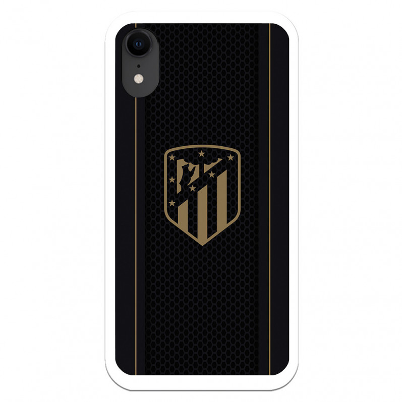 Atlético de Madrid iPhone XR Hülle Gold Crest Schwarzer Hintergrund – Atlético de Madrid Offizielle Lizenz