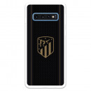 Atlético de Madrid Samsung Galaxy S10 Plus -Hülle mit goldenem Wappen und schwarzem Hintergrund – Offizielle Lizenz von Atlético
