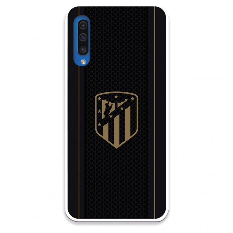 Atlético de Madrid Samsung Galaxy A50 Hülle Gold Crest Schwarzer Hintergrund – Offizielle Lizenz von Atlético de Madrid